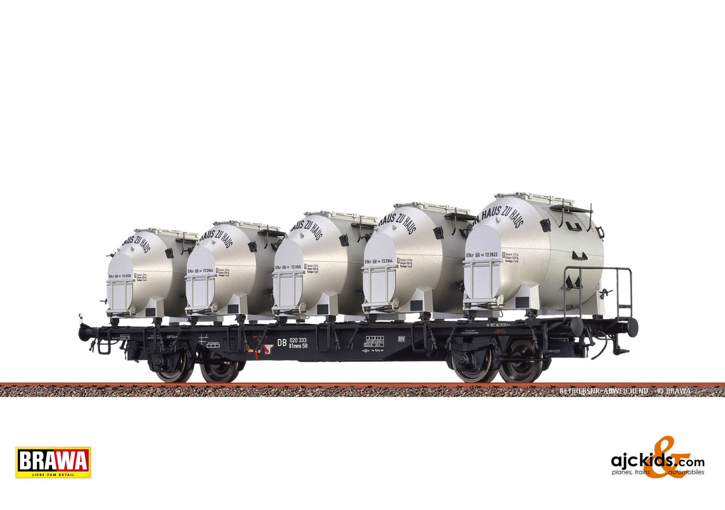 Brawa 49139 - H0 Container Car BTmms58 DB, with Efkr 401 "Von Haus zu Haus"