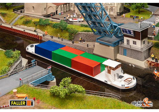 Faller 131013 - River freighter with containers, EAN: 4104090310134