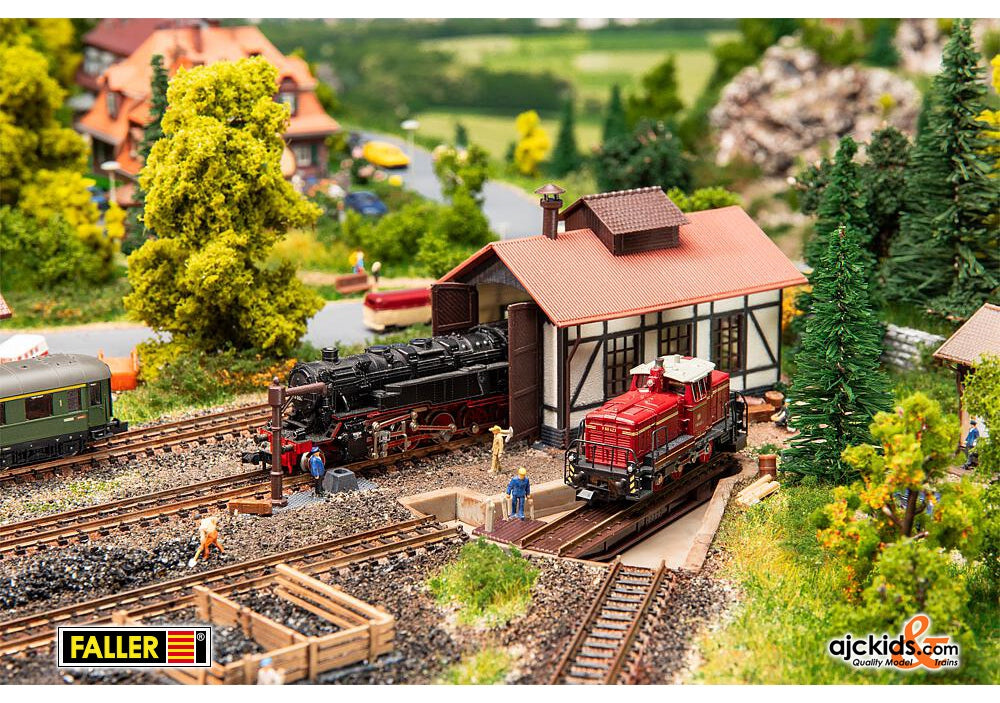 Faller 222104 - Segment turntable with engine shed, EAN: 4104090221041