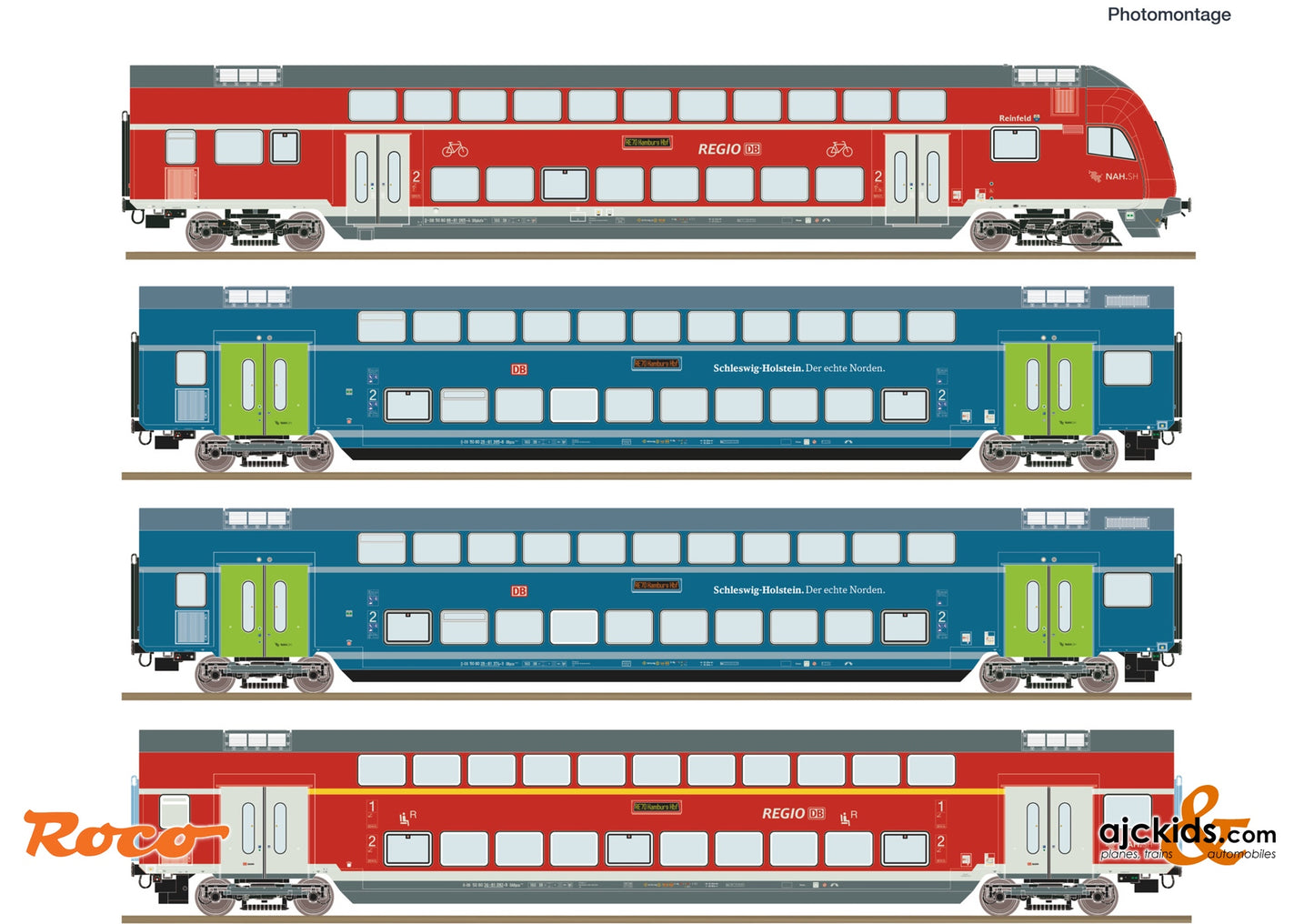 4 piece set: Double-deck coaches, DB AG