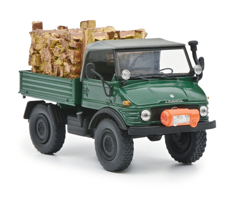 Schuco 450314800 - Unimog 406 with wood load 1:43