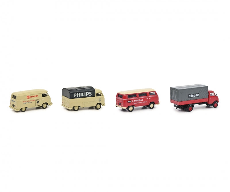 Schuco 452663700 - 4 pc Set „Strong Brands II“ - Bauknecht, Philips, AEG, Miele 1:87 at Ajckids.com