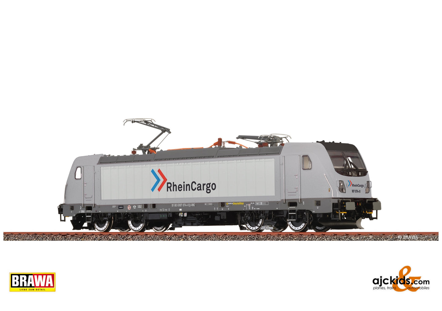 Brawa 43845 H0 Electric Locomotive BR 187 RheinCargo at Ajckids. MPN: 4012278438450