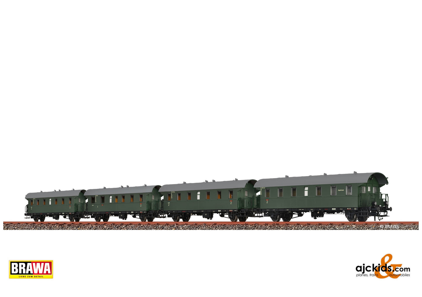 Brawa 46827 H0 Passenger Coaches BPwif / Bib / ABib and Bib DB at Ajckids. MPN: 4012278468273