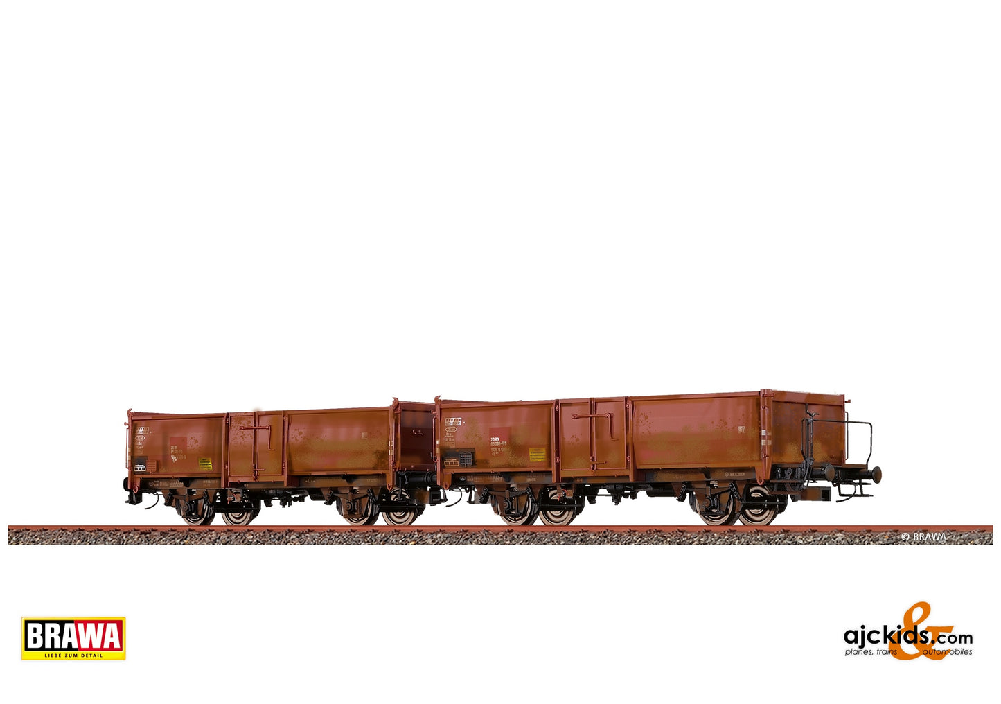 Brawa 48640 H0 Open Freight Cars E037 SBB, with "turnip", weathered, set of 2 at Ajckids. MPN: 4012278486406