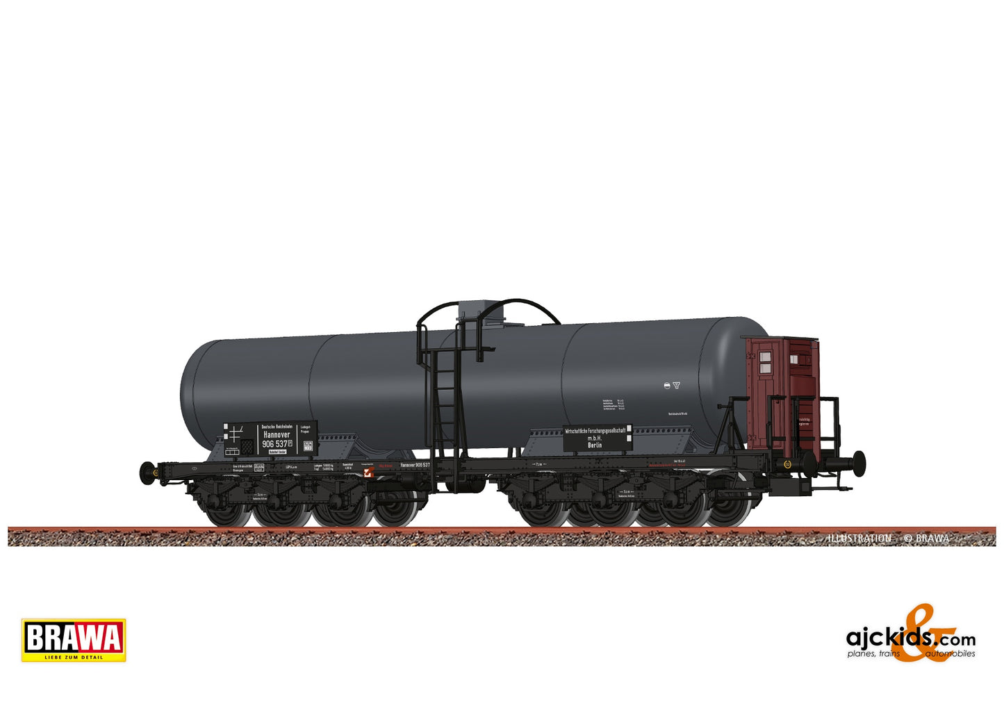 Brawa 50087 H0 Gas Tank Car 6-axle ZZd "Wifo Berlin" DRG at Ajckids. MPN: 4012278500874