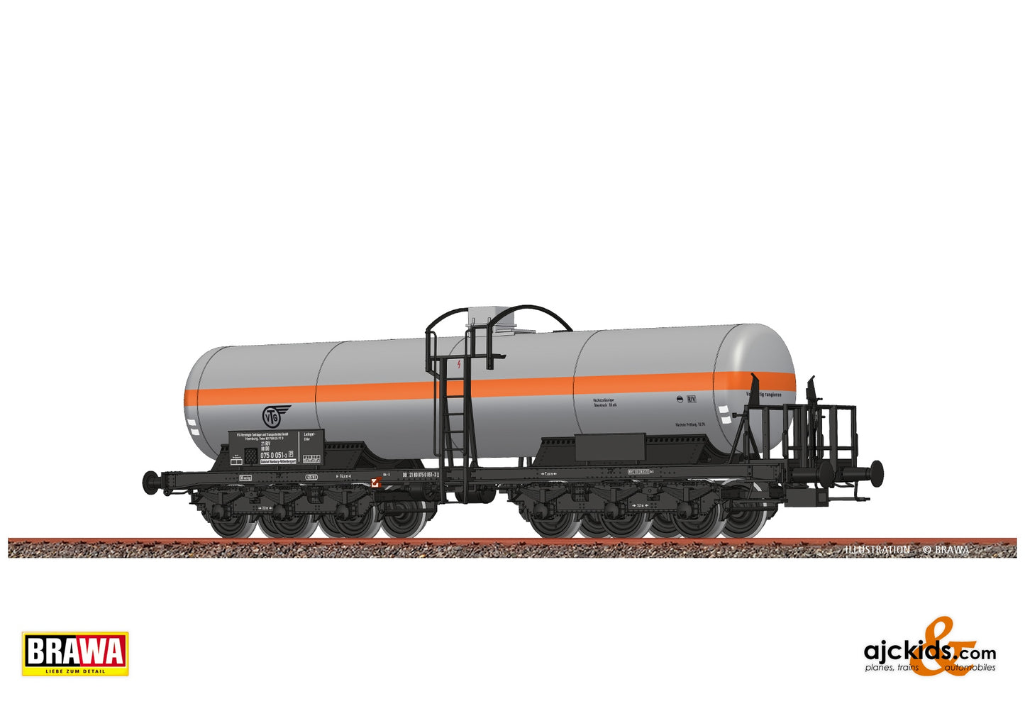 Brawa 50089 H0 Gas Tank Car Z 6-axle Zd "VTG" DB at Ajckids. MPN: 4012278500898