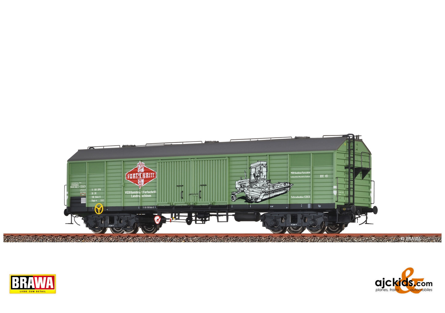 Brawa 50410 H0 Covered Freight Car Gags-v "Fortschritt" DR at Ajckids. MPN: 4012278504100