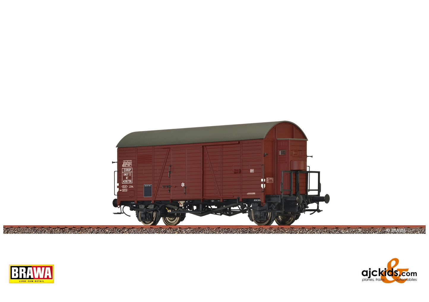 Brawa 50750 H0 Covered Freight Car Kf SNCF at Ajckids. MPN: 4012278507507