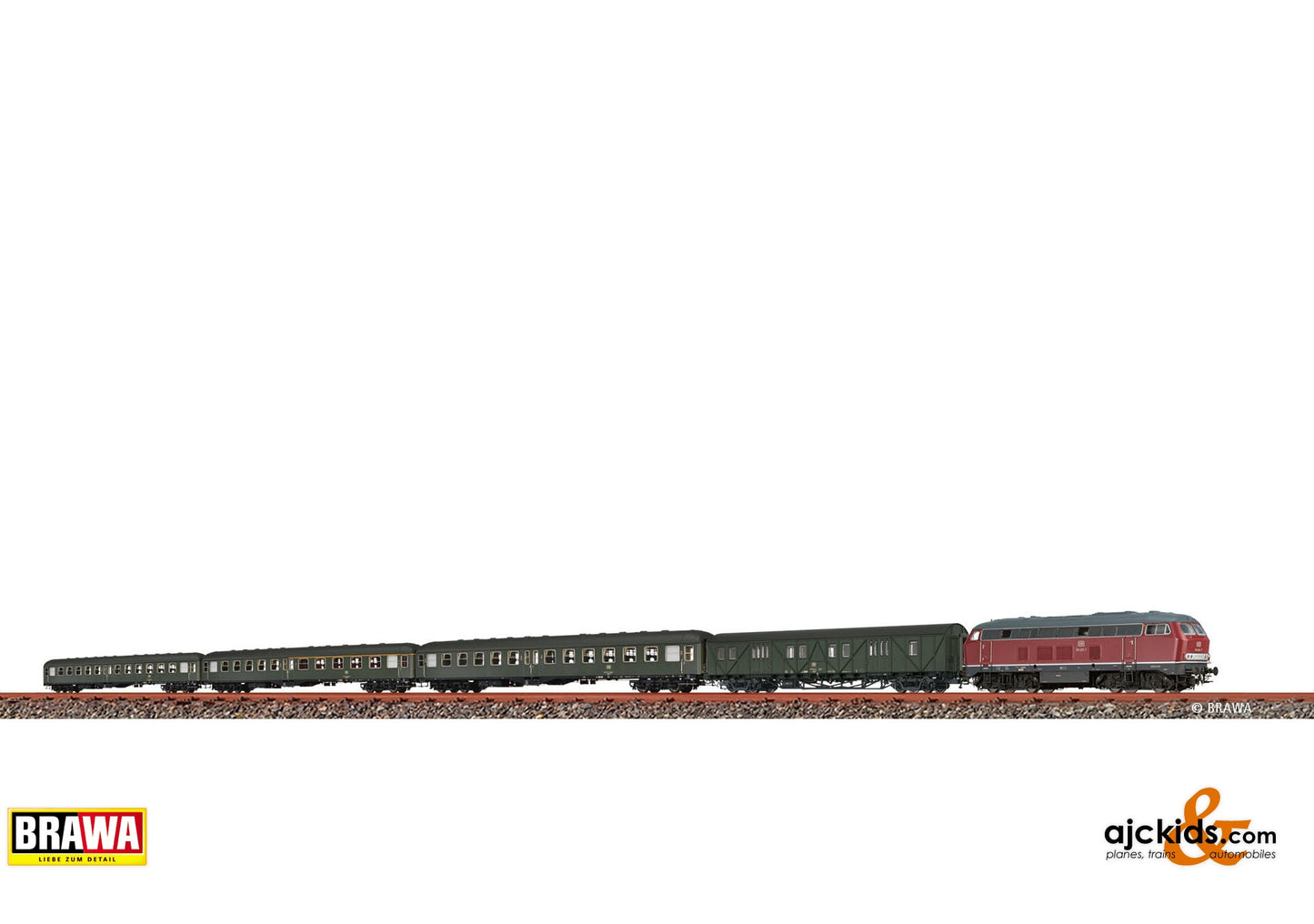 Brawa Express Train Set E 1642 DB, Era IV, DC Digital EXTRA (Passenger Coaches with LED-PCB, electrical coup. + decoder, Luggage Car without LED-PCB) 813.81 at Ajckids.com