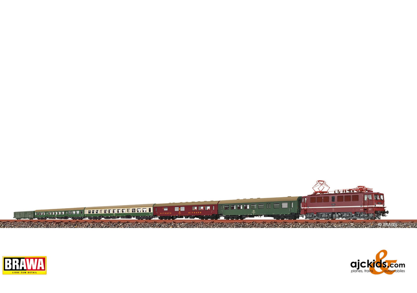 Brawa Through Train Set D 1050 DR, Era IV, DC Analog BASIC+ (all coaches/car without LED-PCB) 587.19 at Ajckids.com