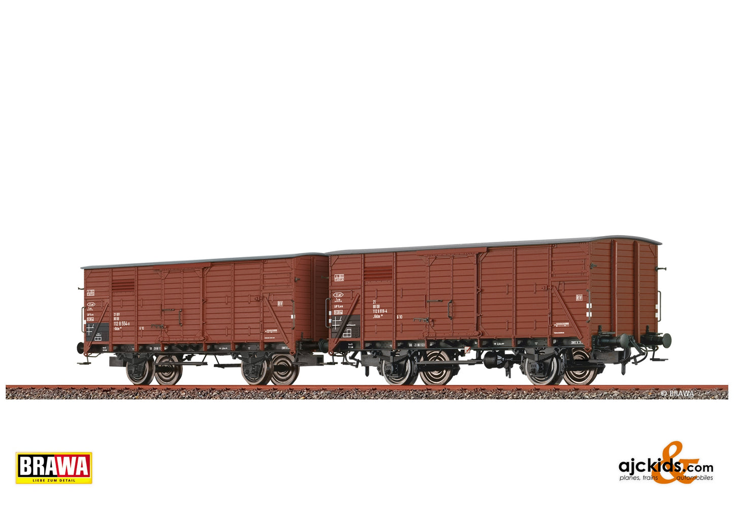 Brawa 50930 H0 Covered Freight Car Gklm191 DB, set of 2 at Ajckids. MPN: 4012278509303