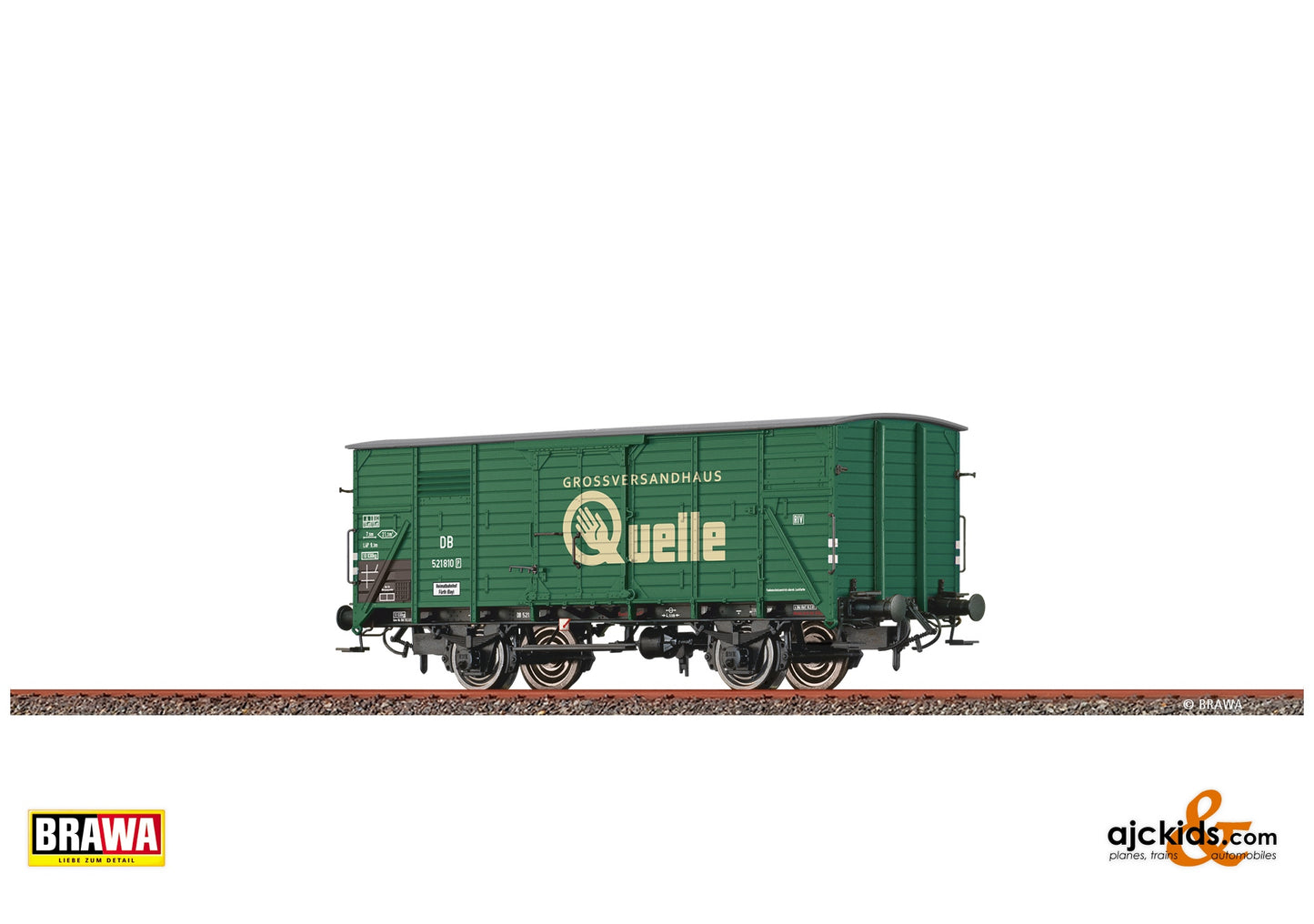 Brawa 50955 H0 Covered Freight Car G10 "Quelle" DB at Ajckids. MPN: 4012278509556