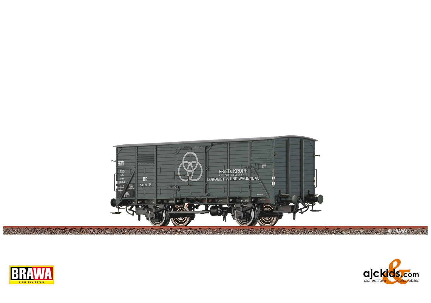 Brawa 50957 H0 Covered Freight Car G10 "Krupp Stahl" DB at Ajckids. MPN: 4012278509570