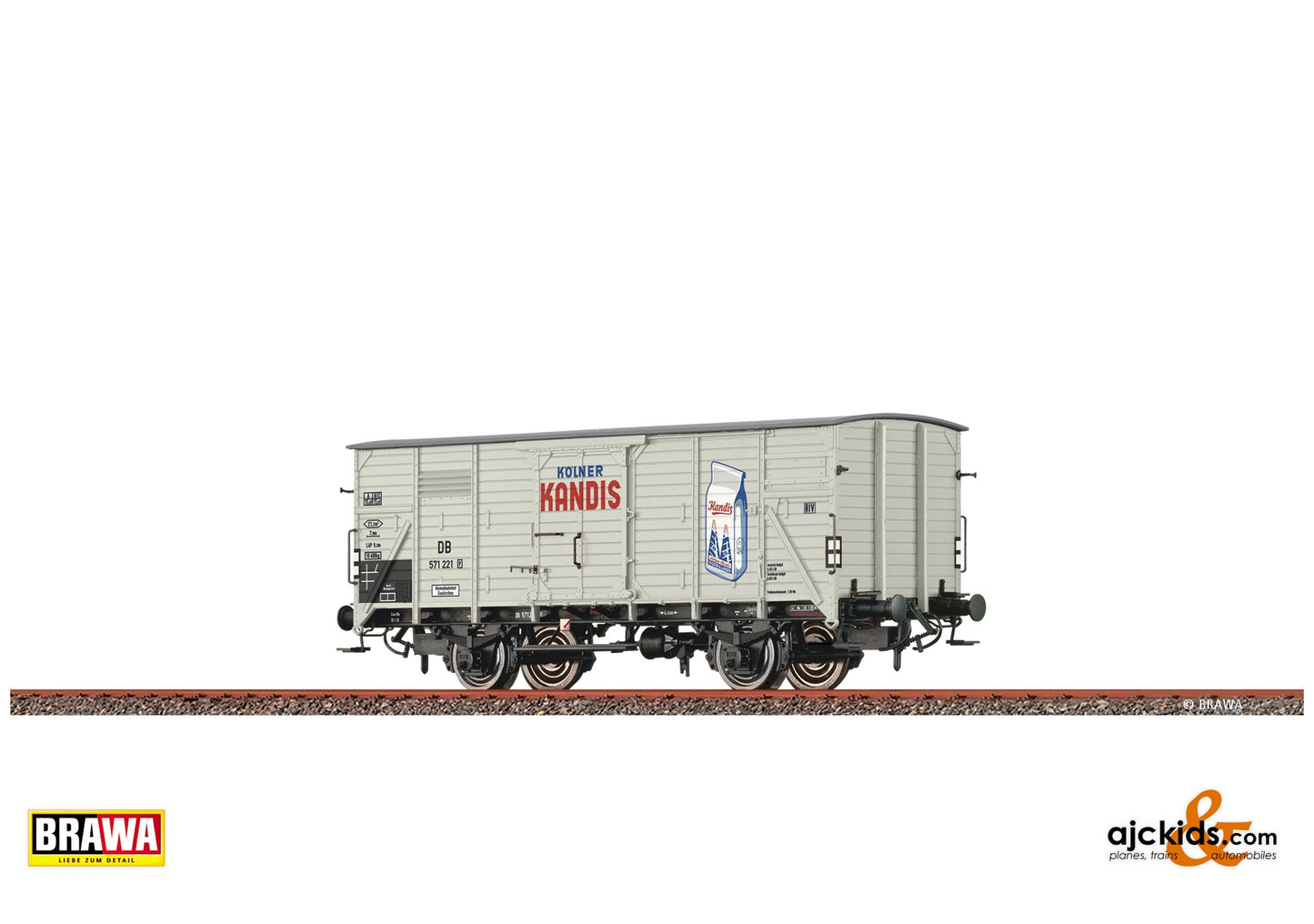 Brawa 50962 H0 Covered Freight Car G10 "Kölner Kandis" DB at Ajckids. MPN: 4012278509624