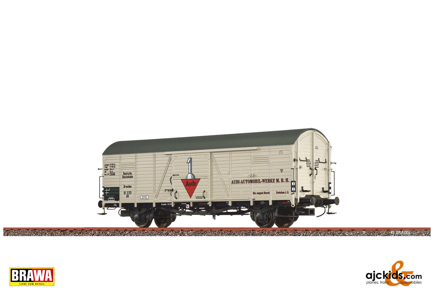 Brawa 50964 H0 Covered Freight Car Glt "Audi" DRG at Ajckids. MPN: 4012278509648