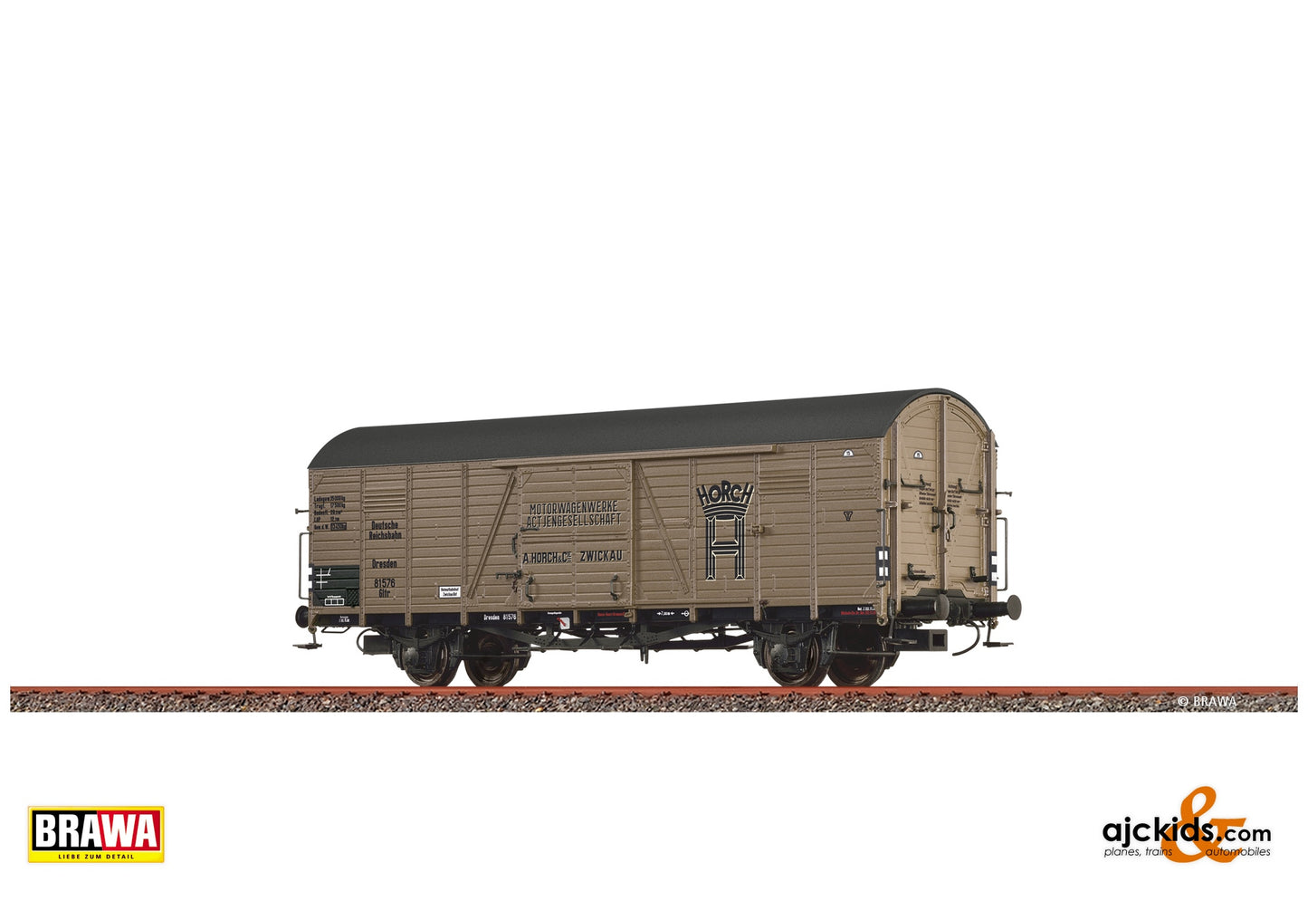 Brawa 50966 H0 Covered Freight Car Gltr "Horch" DRG at Ajckids. MPN: 4012278509662