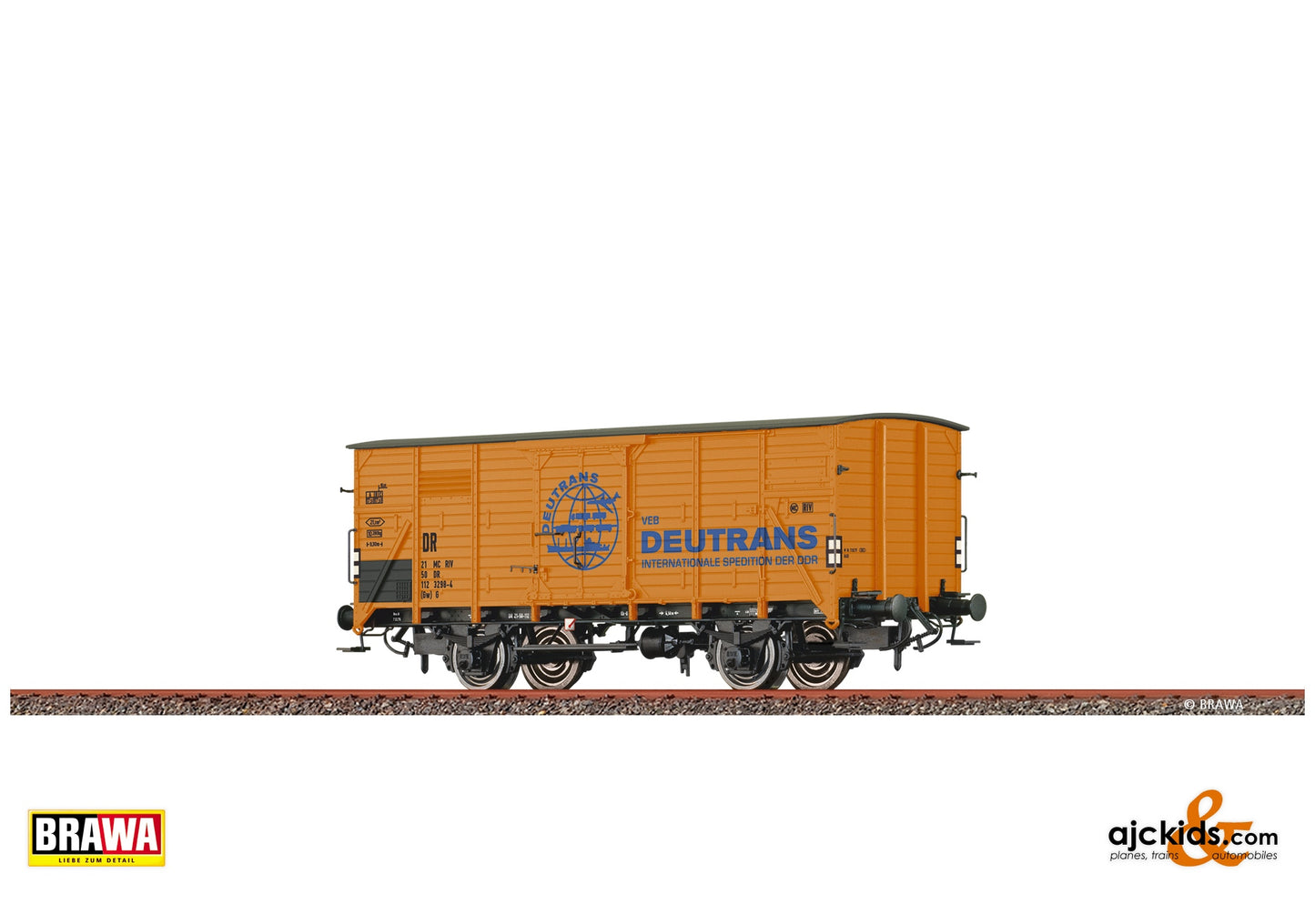 Brawa 50968 H0 Covered Freight Car Gw "Deutrans" DR at Ajckids. MPN: 4012278509686