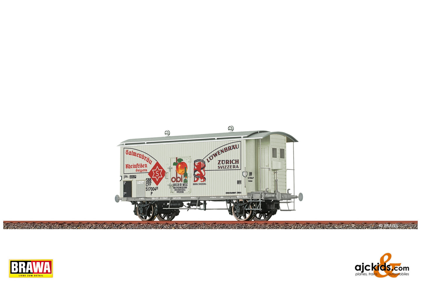 Brawa 50972 H0 Covered Freight Car K2 „Salmenbräu/Löwenbräu” SBB at Ajckids. MPN: 4012278509723