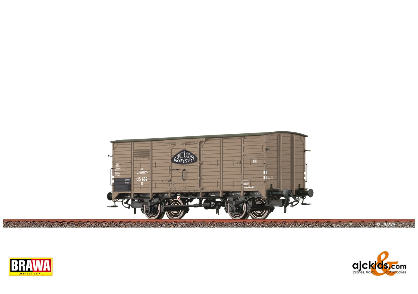 Brawa 50974 H0 Covered Freight Car G "Gräf & Stift" BBÖ at Ajckids. MPN: 4012278509747