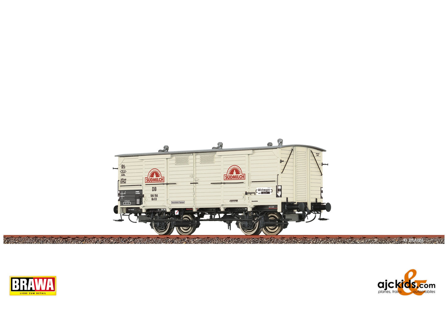 Brawa 50980 H0 Milk Car Gh03 "Südmilch" DB at Ajckids. MPN: 4012278509808