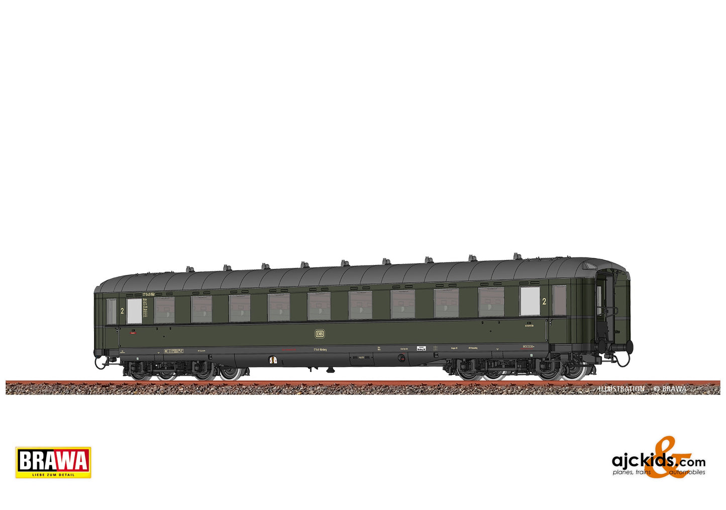 Brawa 51052 H0 Passenger Coach B4üe DB at Ajckids. MPN: 4012278510521