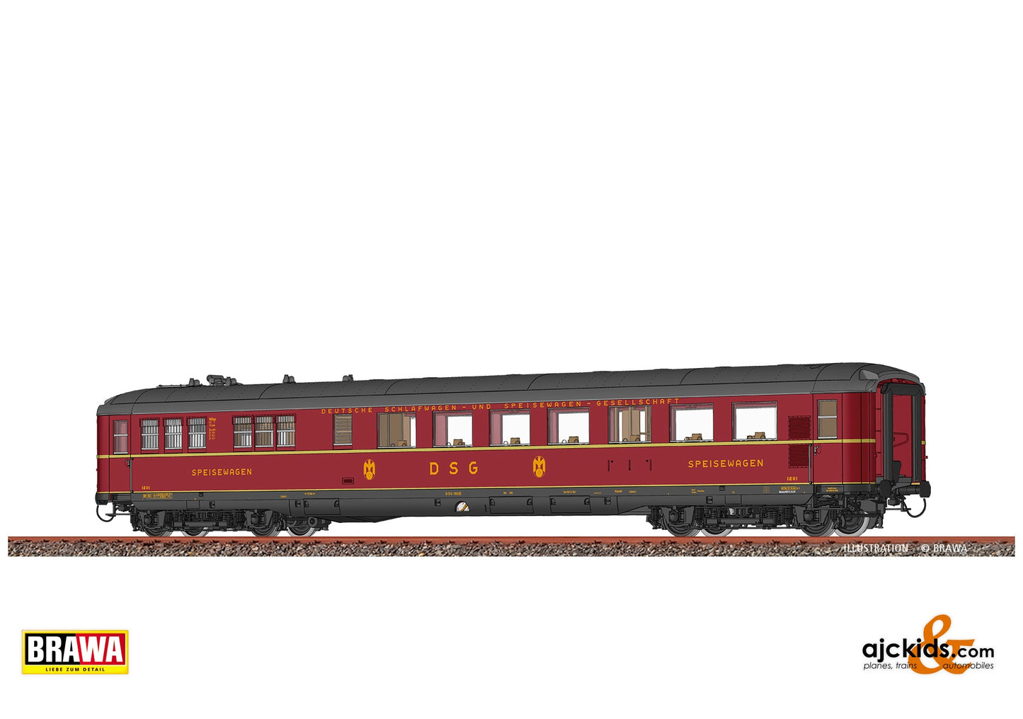 Brawa 51062 H0 Dining Car WRüge DSG at Ajckids. MPN: 4012278510620