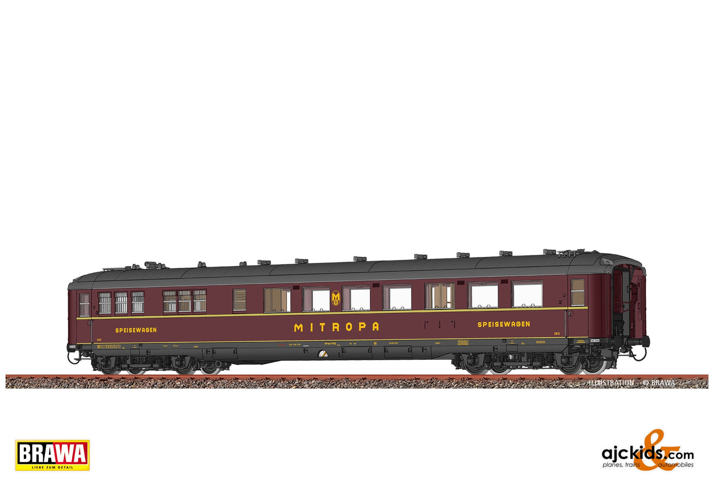 Brawa 51074 H0 Dining Car WR4ü-39 MITROPA at Ajckids. MPN: 4012278510743