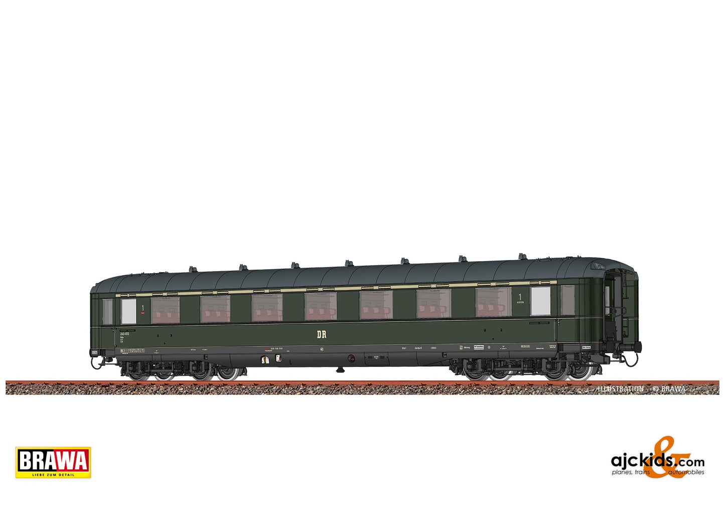 Brawa 51075 H0 Passenger Coach A4üe DR at Ajckids. MPN: 4012278510750