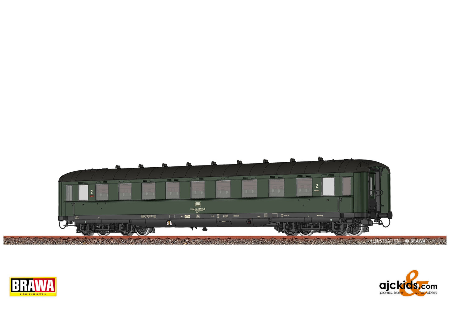 Brawa 51083 H0 Passenger Coach Büe366 DB at Ajckids. MPN: 4012278510835