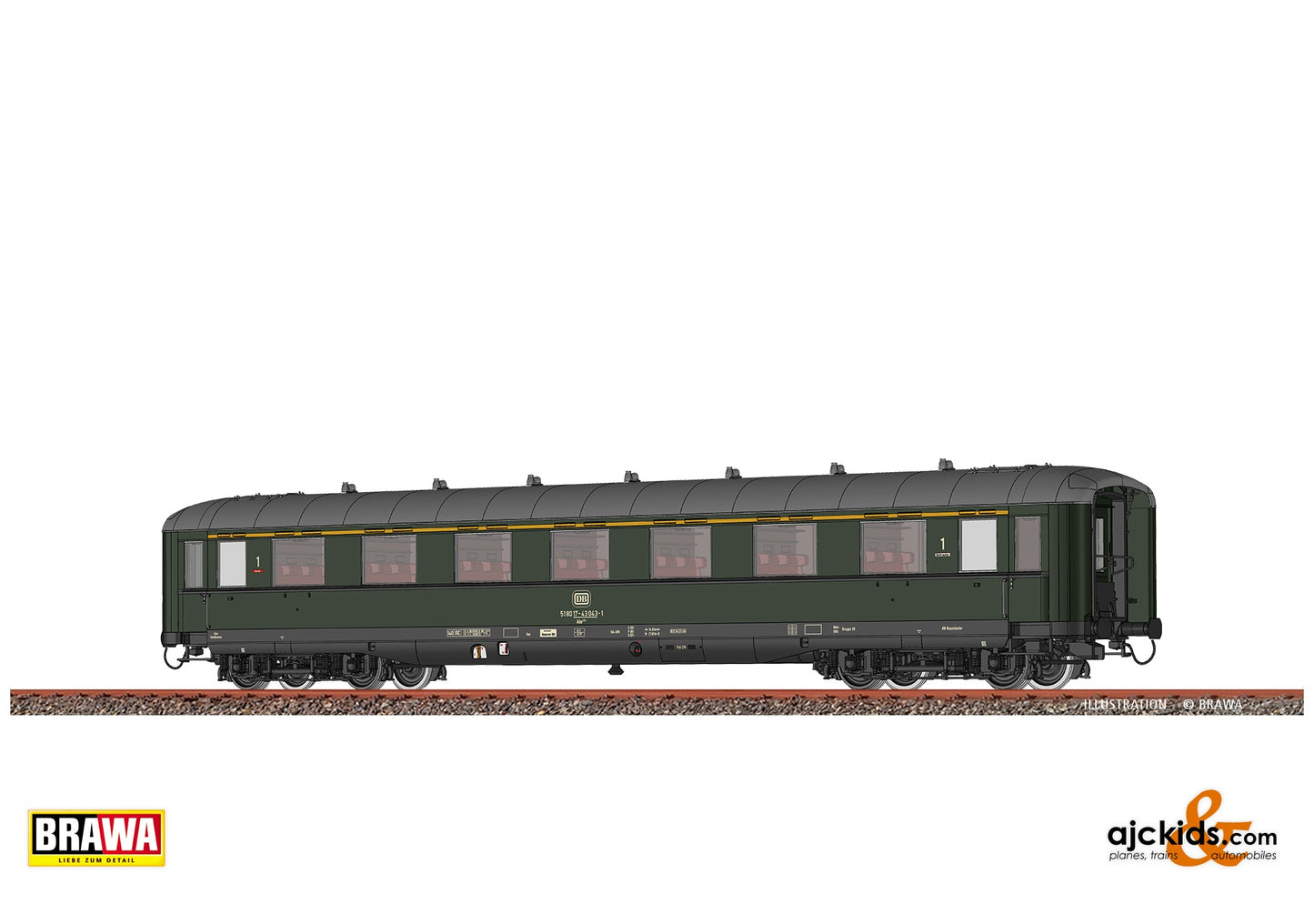 Brawa 51088 H0 Passenger Coach Aüe310 DB at Ajckids. MPN: 4012278510880