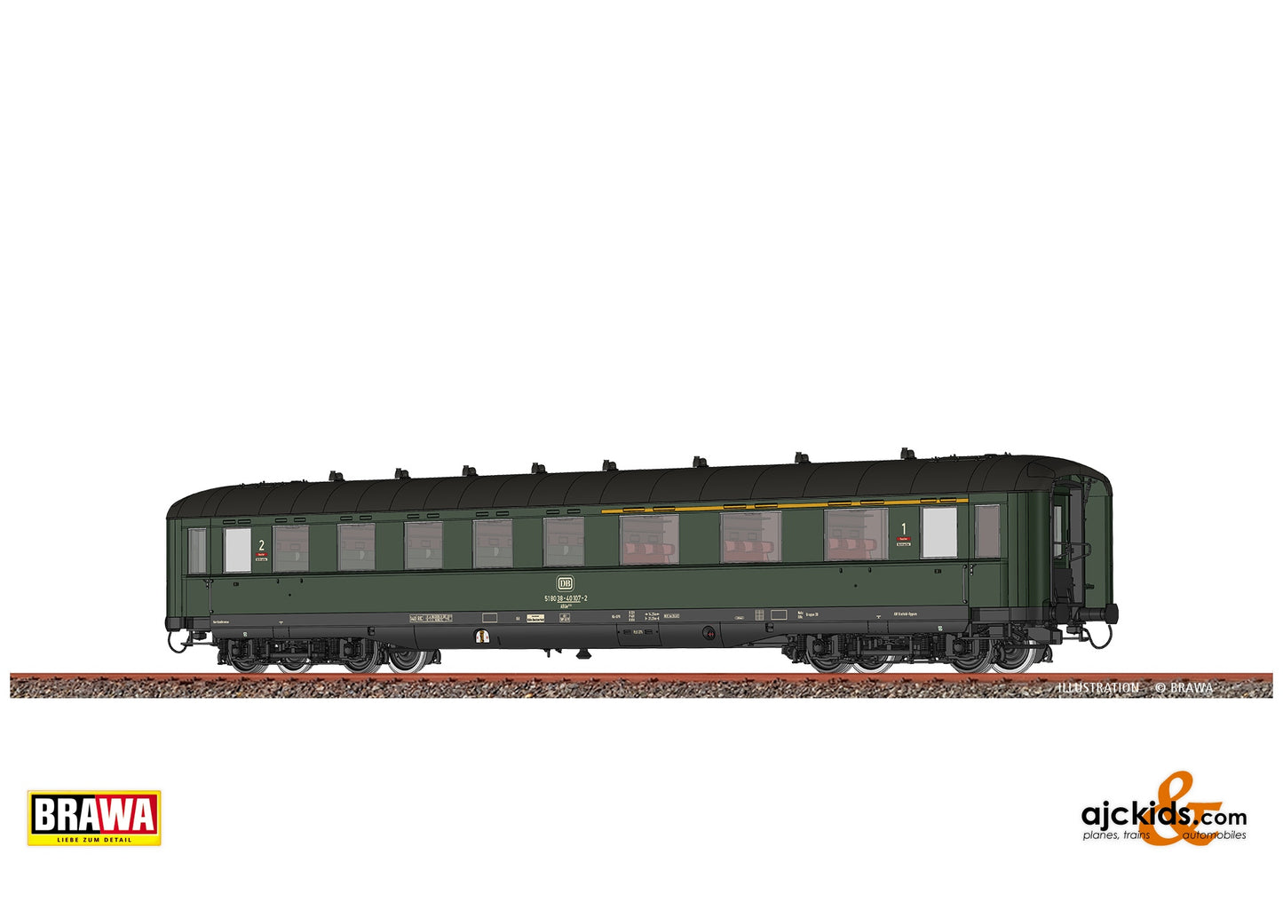Brawa 51089 H0 Passenger Coach ABüe334 DB at Ajckids. MPN: 4012278510897
