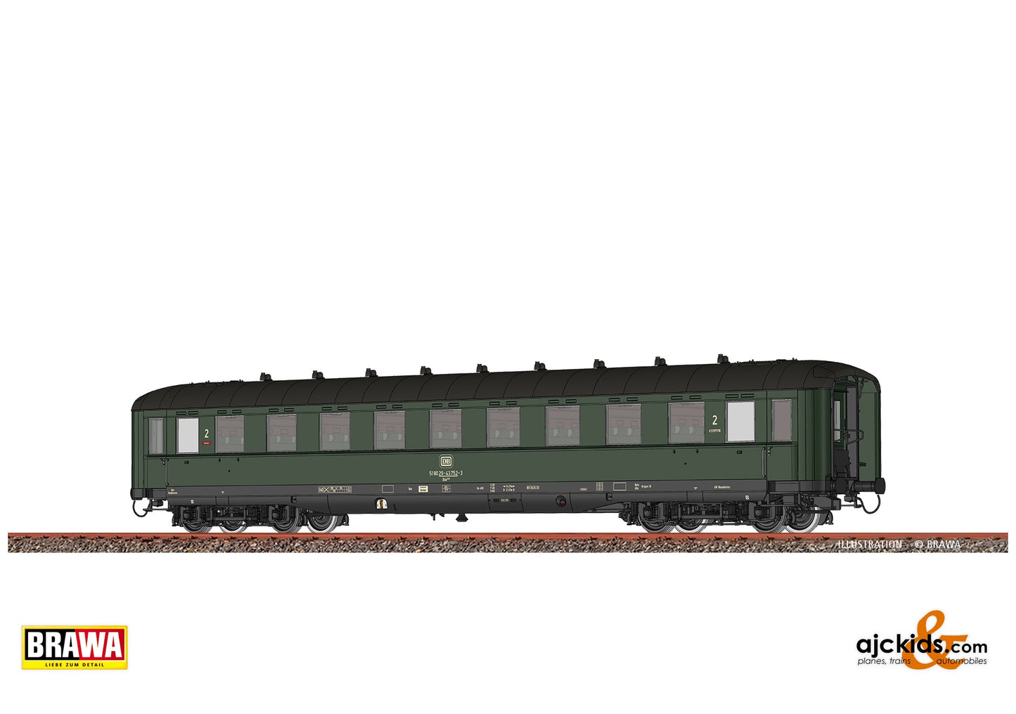 Brawa 51091 H0 Passenger Coach Büe366 DB at Ajckids. MPN: 4012278510910