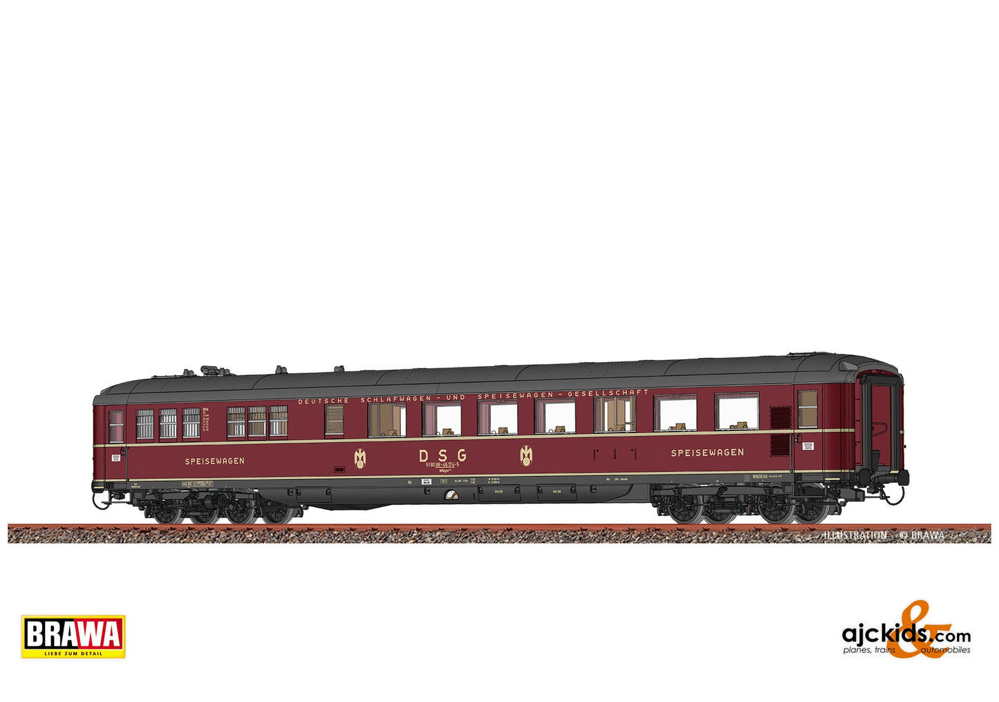 Brawa 51093 H0 Dining Car WRüghe152 DSG at Ajckids. MPN: 4012278510934