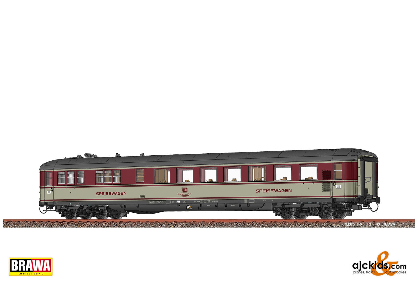 Brawa 51094 H0 Dining Car WRüge152 DB at Ajckids. MPN: 4012278510941