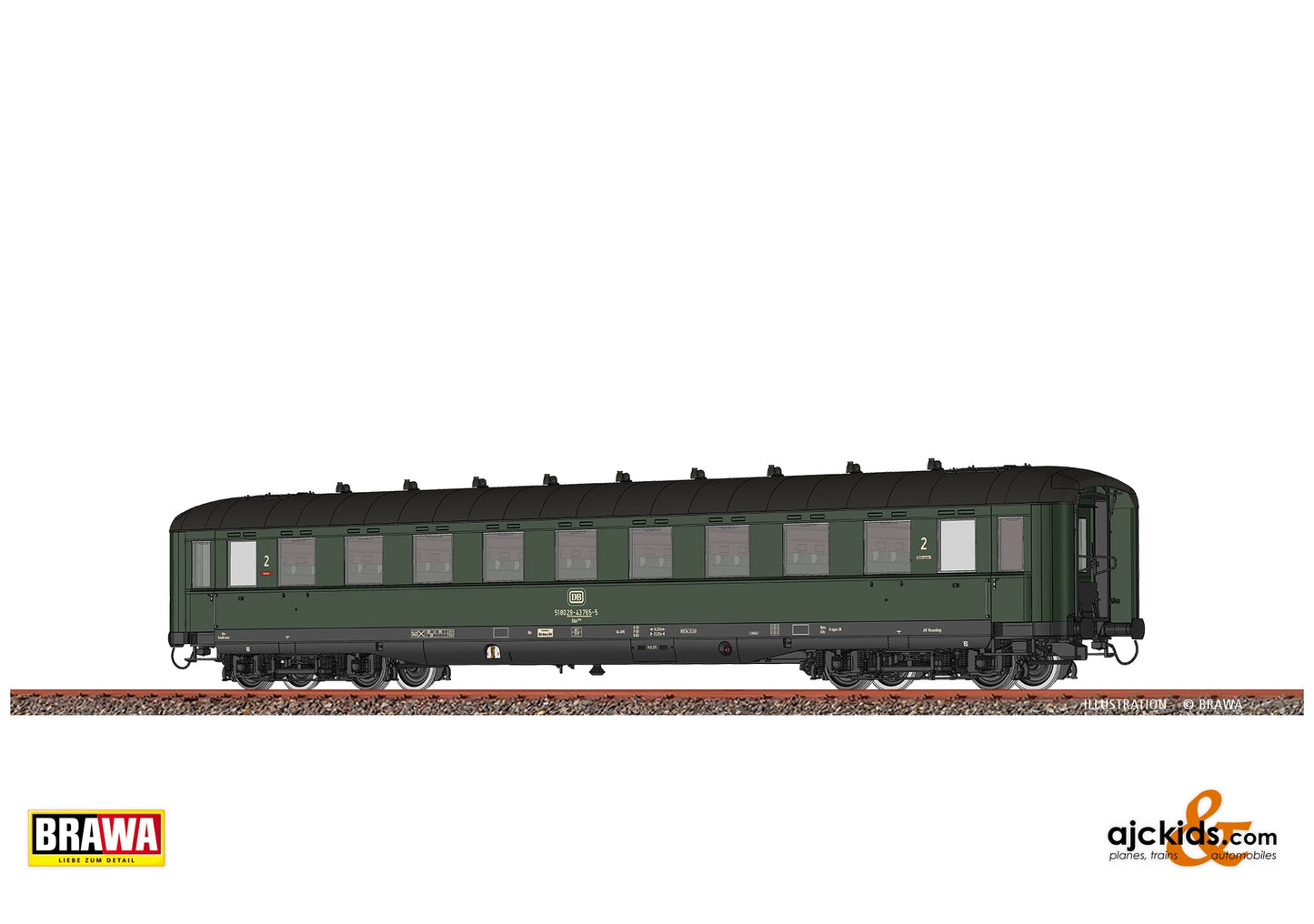 Brawa 51099 H0 Passenger Coach Büe366 DB at Ajckids. MPN: 4012278510996