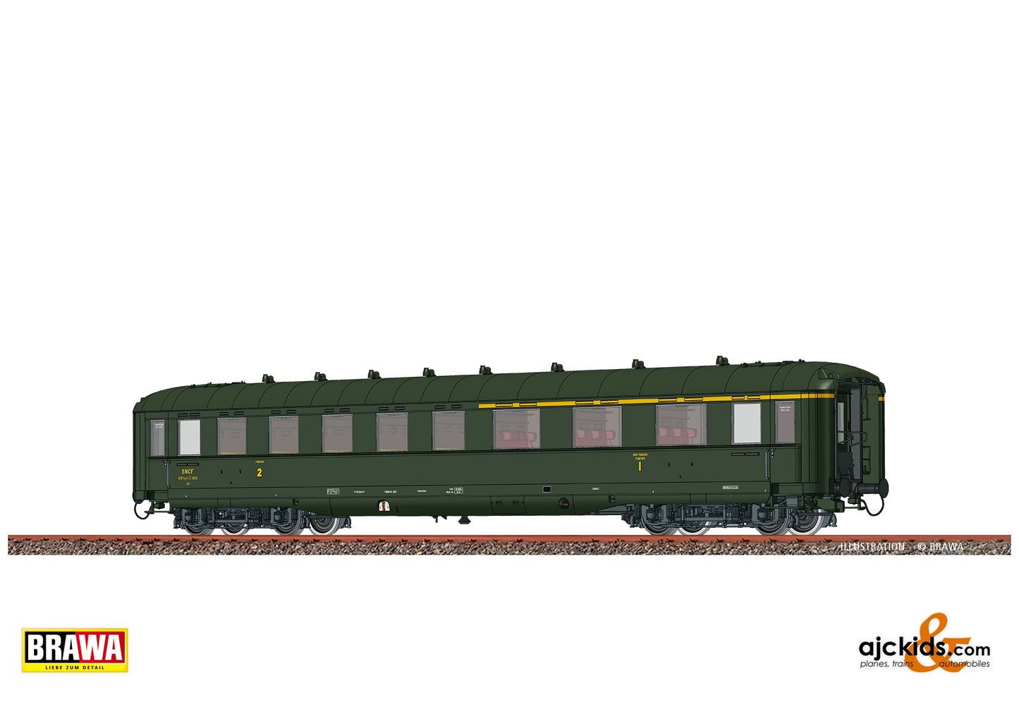 Brawa 51123 H0 Passenger Coach A3B5myfi SNCF at Ajckids. MPN: 4012278511238