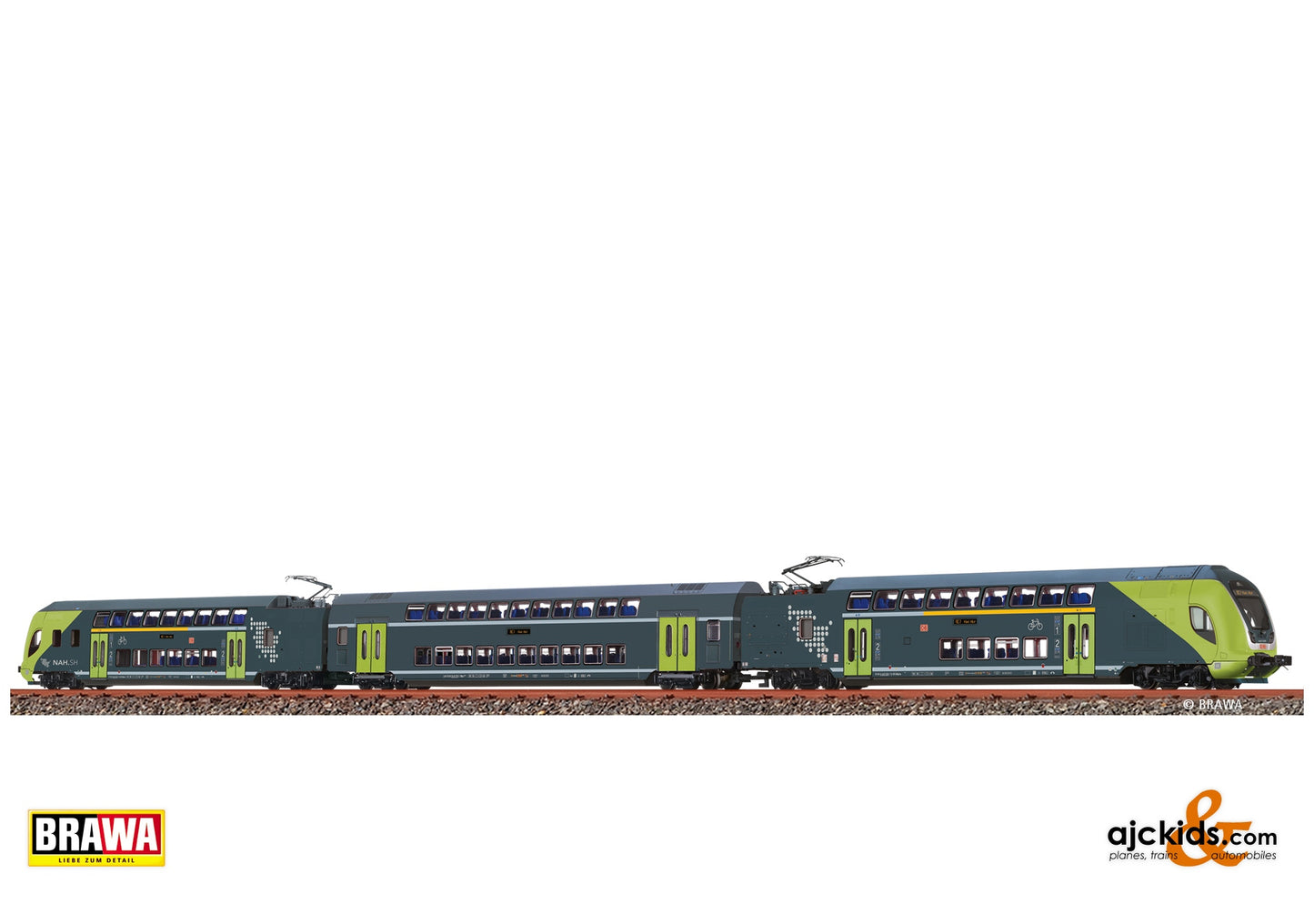 Brawa 64551 N TWINDEXX VARIO Double-Deck Train NAH.SH, 3-unit at Ajckids. MPN: 4012278645513