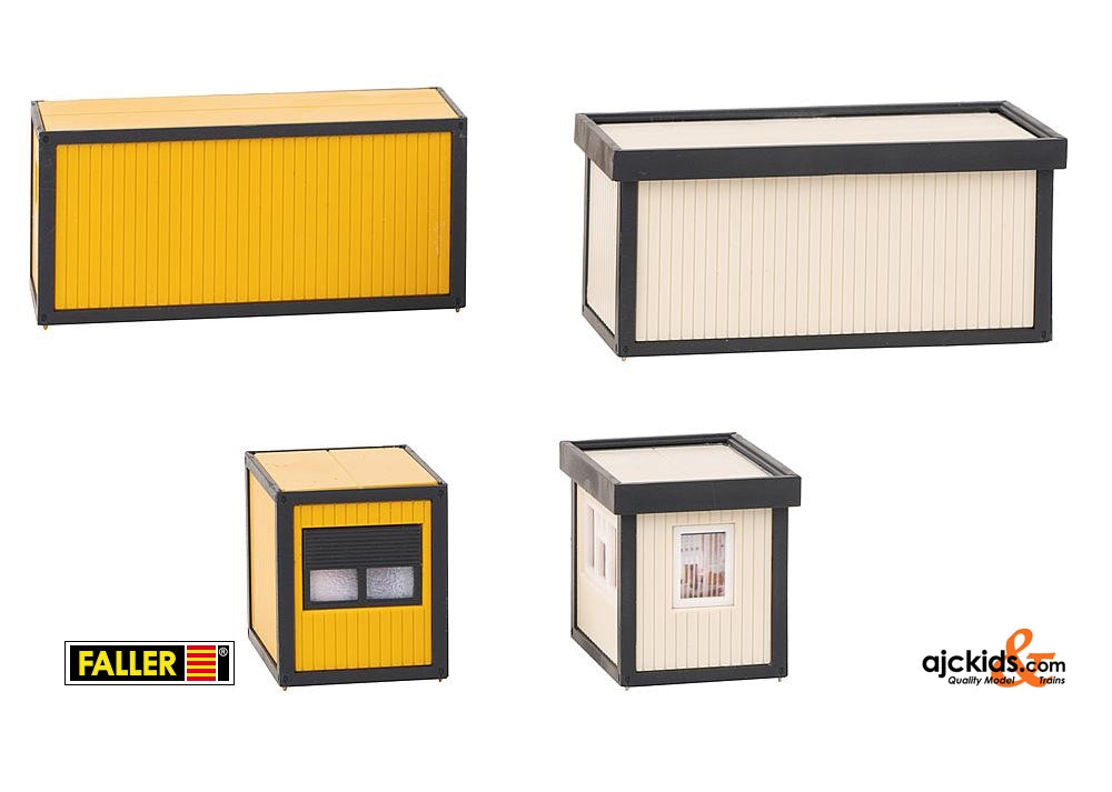 Faller 130136 - 4 Building site containers, black-yellow / grey-black