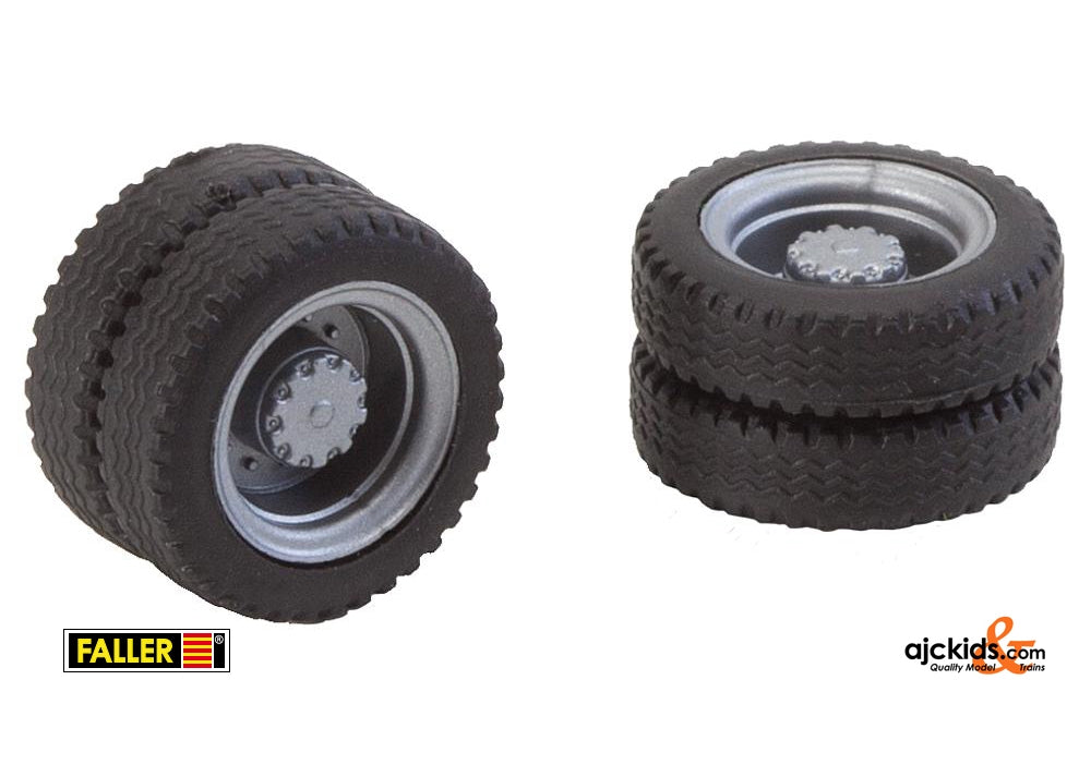 Faller 163103 - 2 wheels (twin tyres) NQ tyres and rims for lorries / various buses