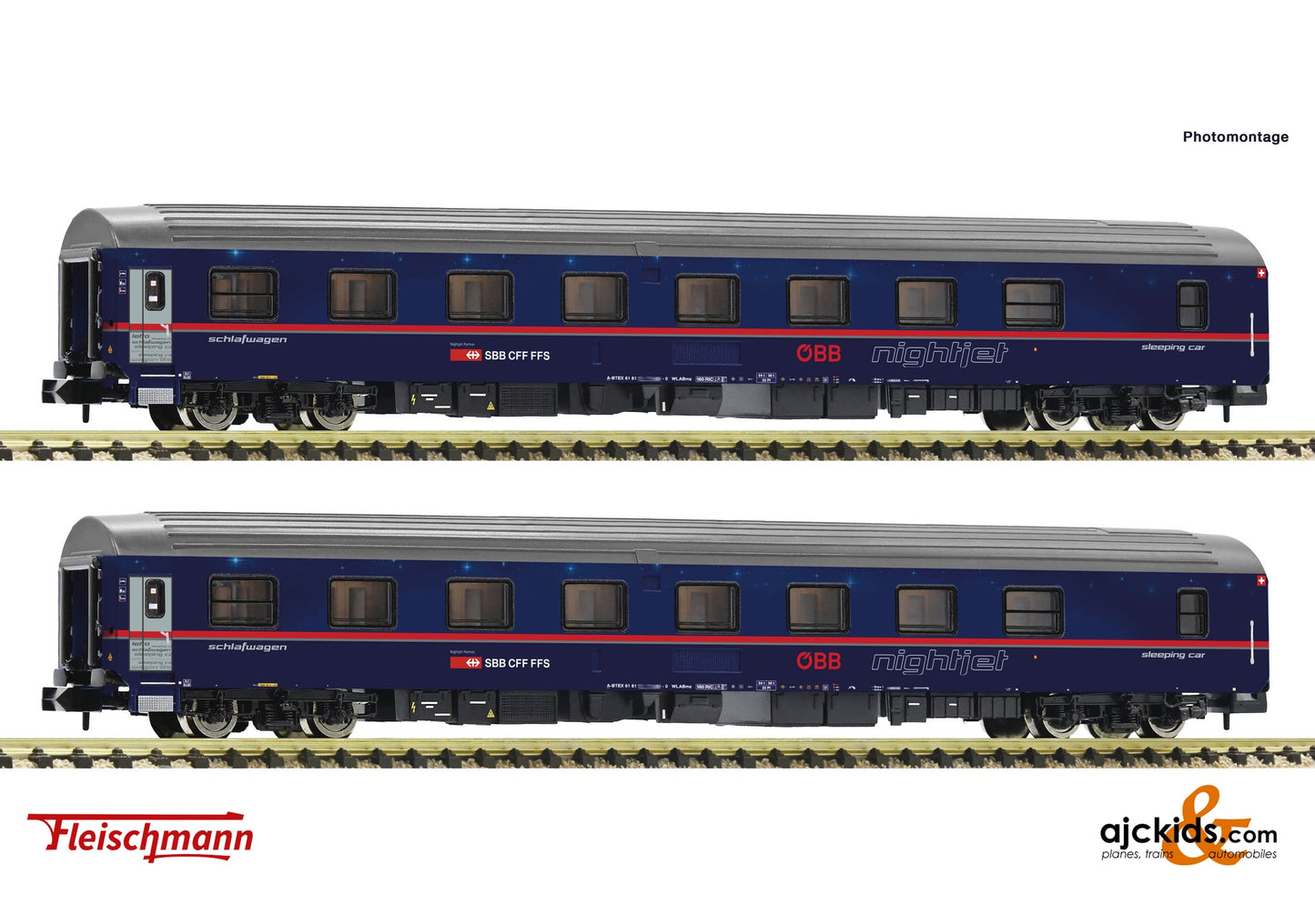 Fleischmann 6260013 - 2-piece set: Sleeper “Nightjet”, ÖBB/SBB at Ajckids.com