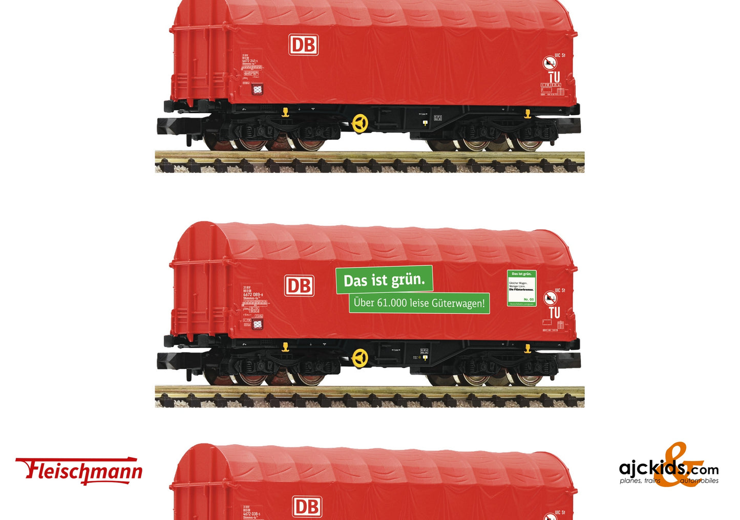 Fleischmann 6660014 - 3-piece set: Sliding tarpaulin wagons, DB AG at Ajckids.com