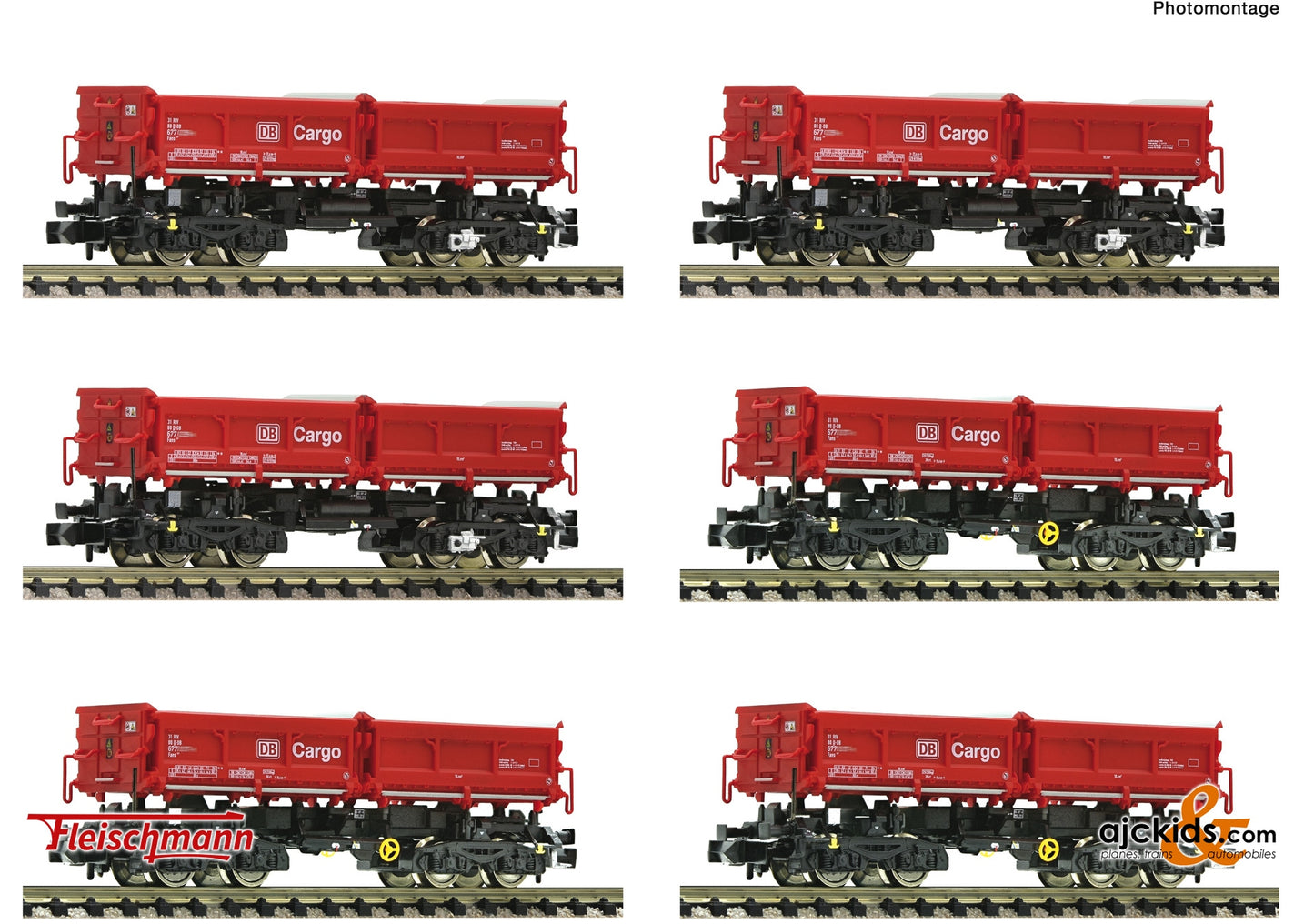 Fleischmann 6660023 - 6-piece display: Trough tipping wagon, DB AG at Ajckids.com