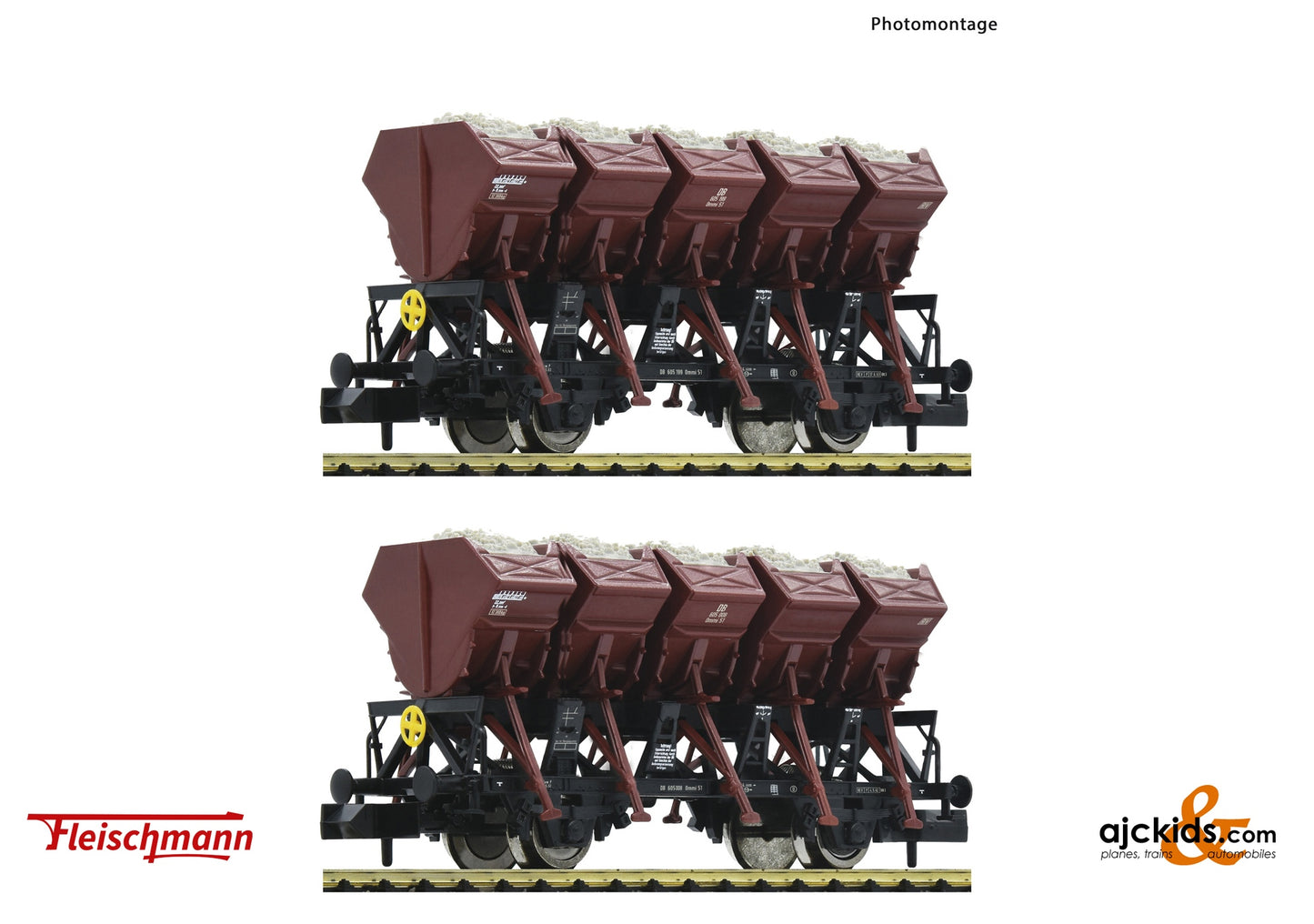 Fleischmann 6660060 - 2-piece set: Trough tippi ng wagon, DB, EAN: 4005575261609