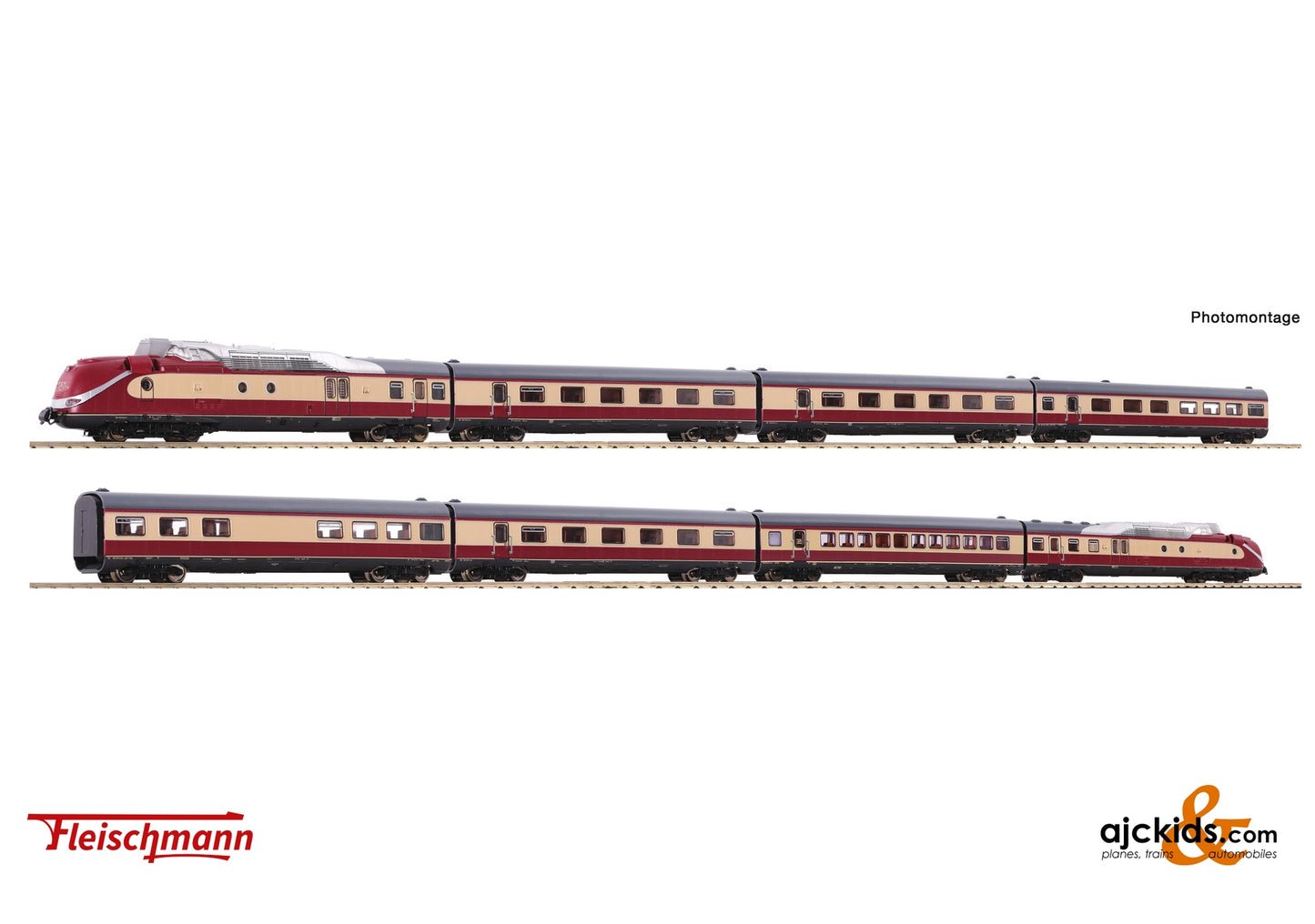 Fleischmann 7760001 - 8-piece set: Gas turbine multiple unit class 602, DB at Ajckids.com