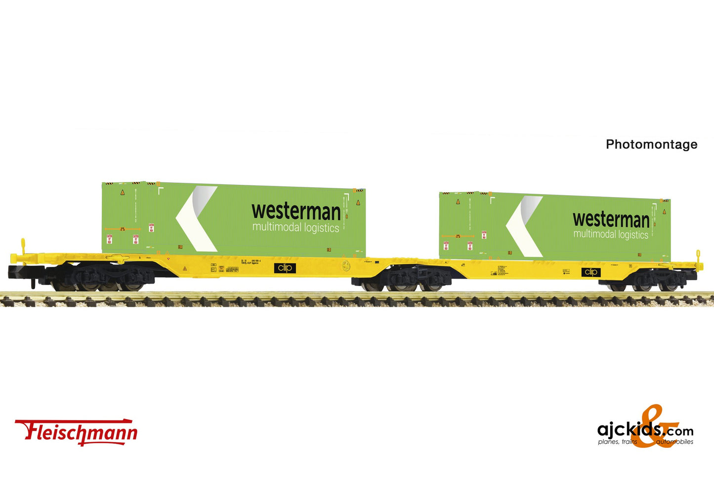 Fleischmann 825342 -Double container carrier wagon, CLIP