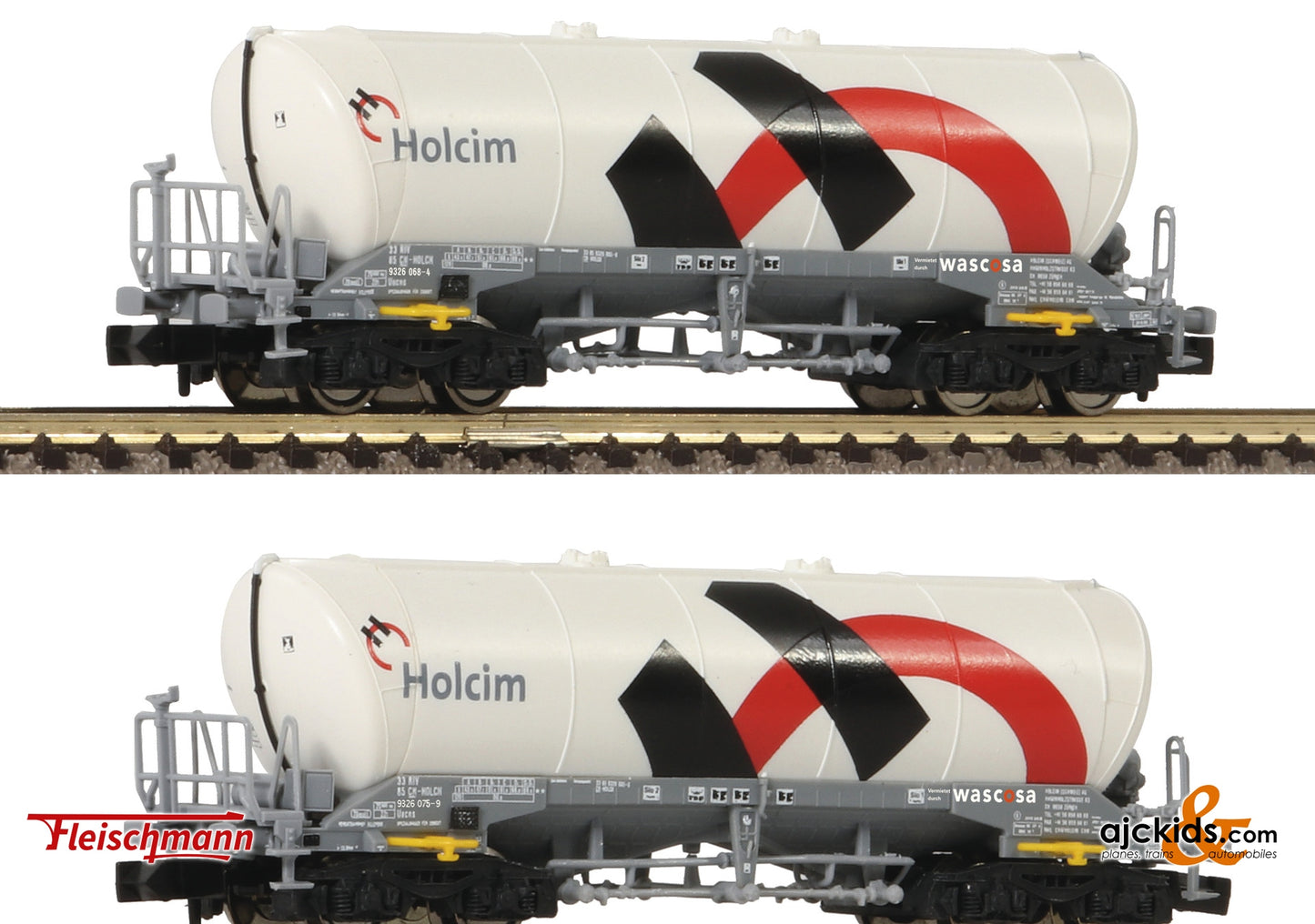 Fleischmann 848901 - 2 piece set: Silo wagons, Holcim/Wascosa at Ajckids.com