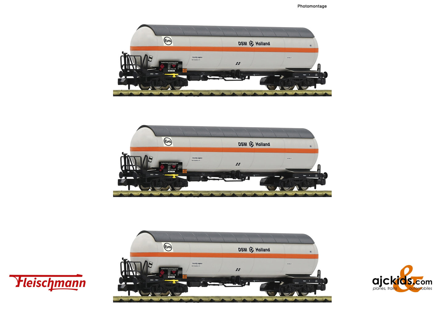 Fleischmann 849119 - 3-piece set: Pressurised gas tank wagons, DB, EAN: 4005575258197