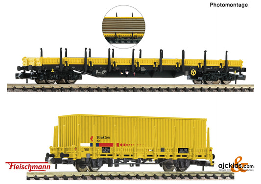 Fleischmann 880908 - 2 piece set: Stake wagons, Strukton Rail, EAN: 4005575257770