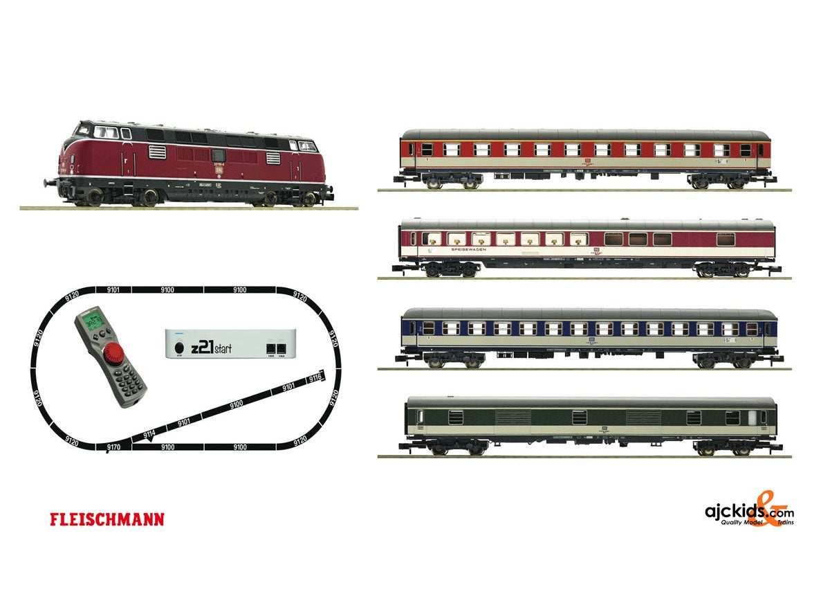 Fleischmann 931881 Digital starter set z21: Locomotive BR221 and express train (Poppfarben)